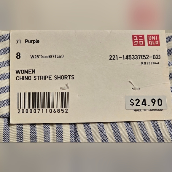 NWT Uniqlo Womens Summer Blue White Striped Shorts Size 8 - Picture 3 of 6